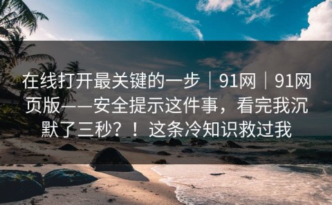 在线打开最关键的一步｜91网｜91网页版——安全提示这件事，看完我沉默了三秒？！这条冷知识救过我