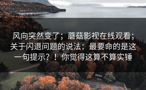 风向突然变了；蘑菇影视在线观看；关于闪退问题的说法：最要命的是这一句提示？！你觉得这算不算实锤