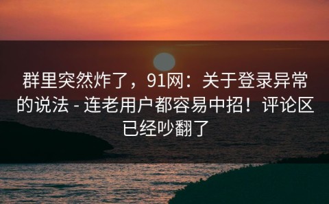 群里突然炸了，91网：关于登录异常的说法 - 连老用户都容易中招！评论区已经吵翻了